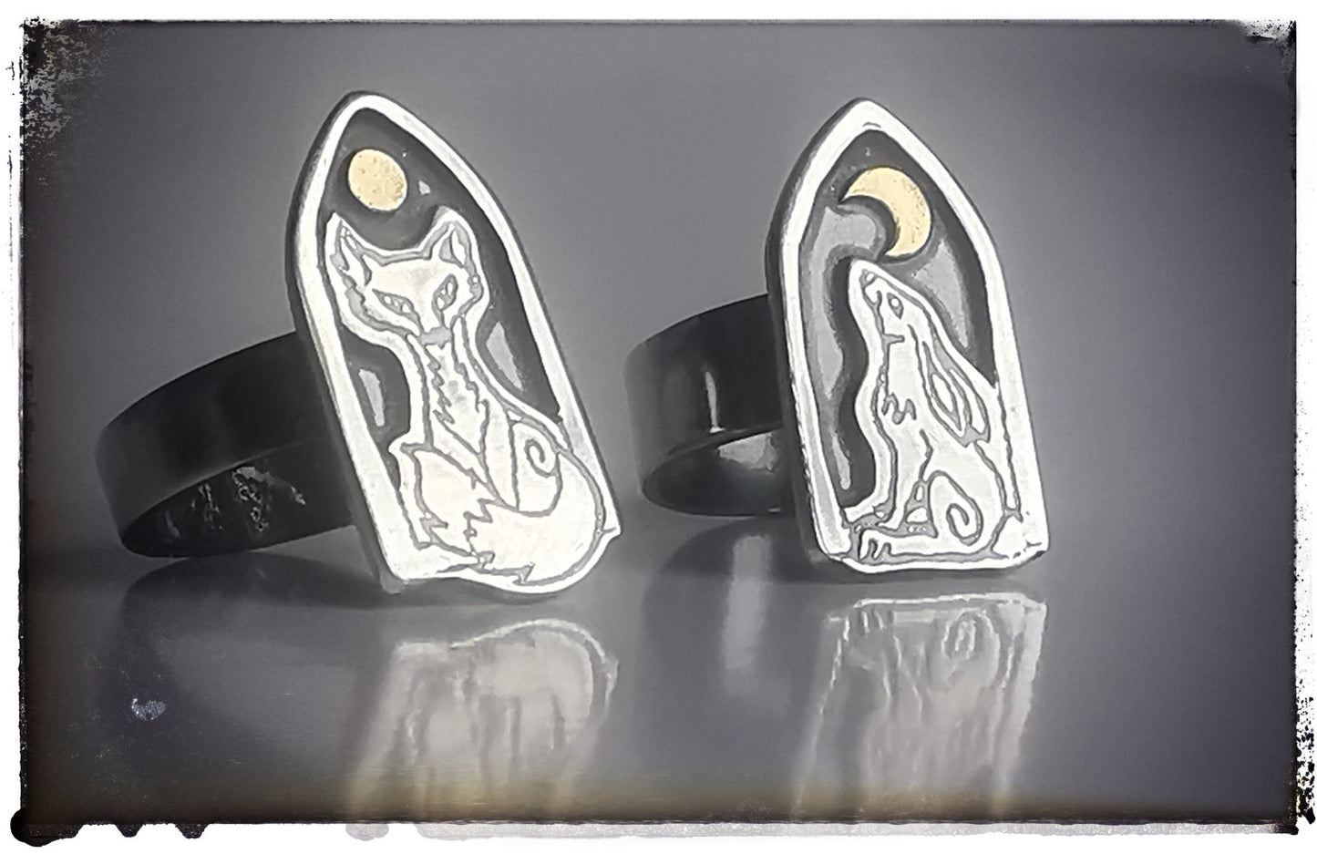 Silver and gold Night Altar rings