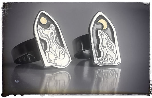 Silver and gold Night Altar rings