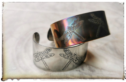 Steel Dragonfly cuff bracelet